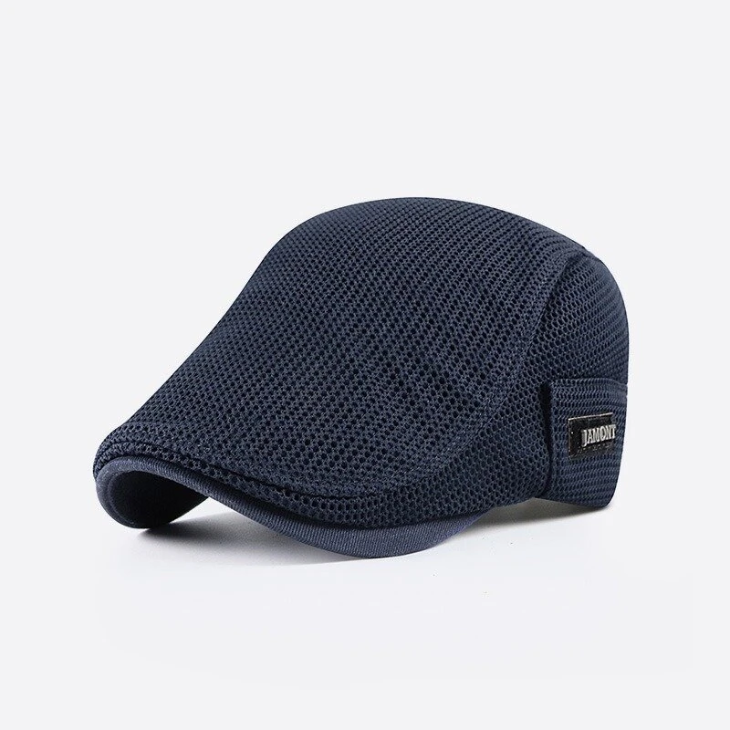 (image for) Collrown Breathable Beret Cap Men Mesh Fabric Flat Hat Newsboy Cap Driving Fishing Hat Peaked Cap Adjustable Cabbie Hat