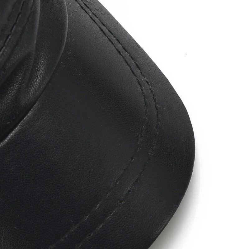 (image for) Collrown Genuine Sheepskin Leather Cap Men's Flat Cap Adjustable Outdoor Casual Black Caps for Spring Fall