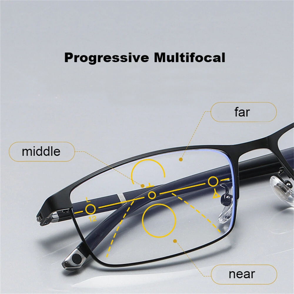 (image for) Photochromic Auto Zoom Reading Glasses HD Near Far Anti-blue Light Business Presbyopia Glasses
